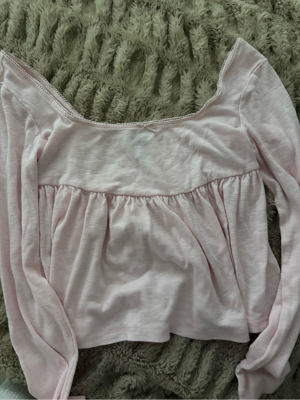 wild fable Light Pink Long-Sleeve Peasant Top